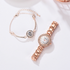 Luxury Bracelet Watches Set For Women Fashion Geometric Bangle Quartz Clock Ladies Wrist Watch For Women and Girls