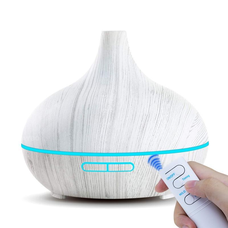 550ml Aroma Air Humidifier Essential Oil Diffuser  Aromatherapy Electric Ultrasonic cool Mist Maker for Office Home Bedroom Living Room Study Yoga Spa - Wood Grain, 7 Colors LED Light