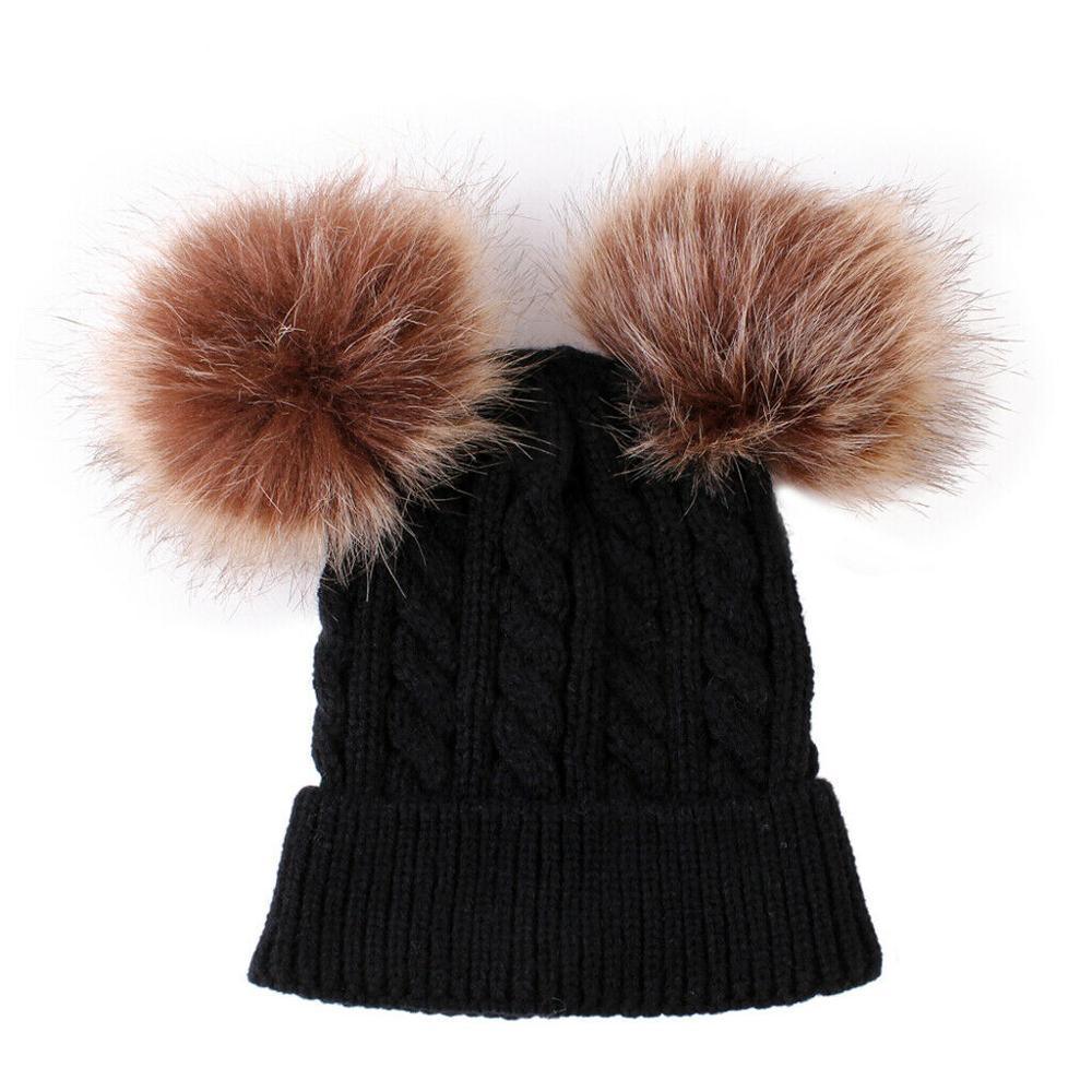 Trend Cute Newborn Baby Winter Warm Hats Infant Kids Girls Boys Knit Hat With Pompom Ball Beanie Caps For Girls