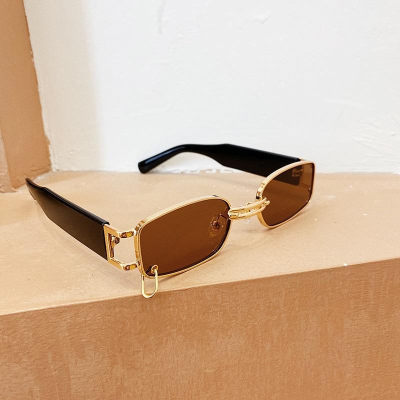 Popular Fashion Small Rectangle Women Luxury Sunglasses Brand Designer Vintage Punk Men Sunglasses Style With Shades UV400 Protection