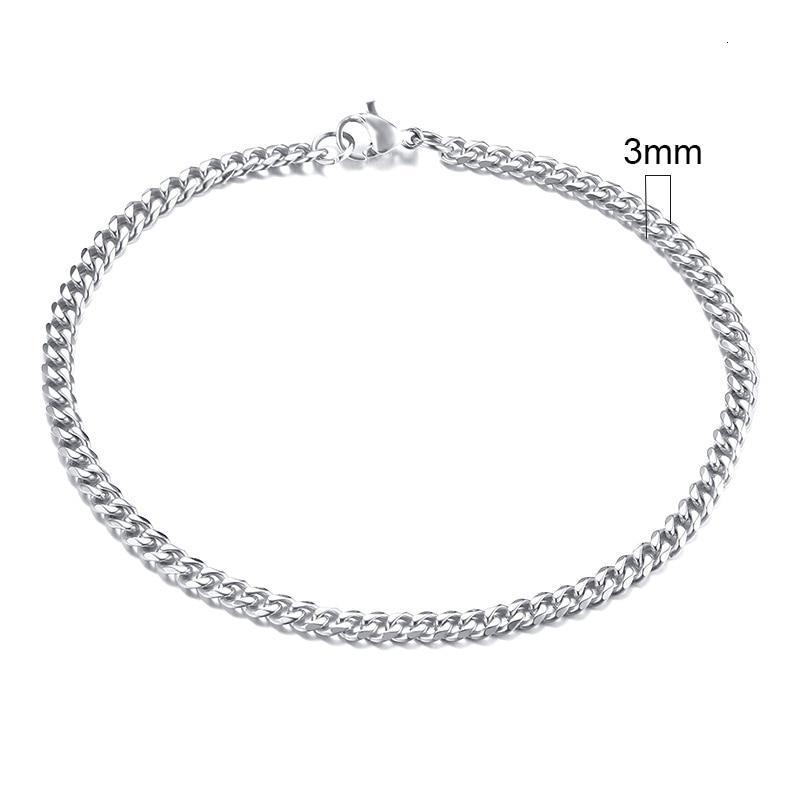 Luxury Popular Mens Simple 3-11mm Stainless Steel Curb Cuban Link Chain Bracelets for Women and Men Unisex Wrist Jewelry Brecelet