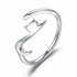 Great 925 Sterling Silver Elegant Sticky Cat with Long Tail Finger Ring Luxury Women Ring Adjustable Engagement Ring Jewelry