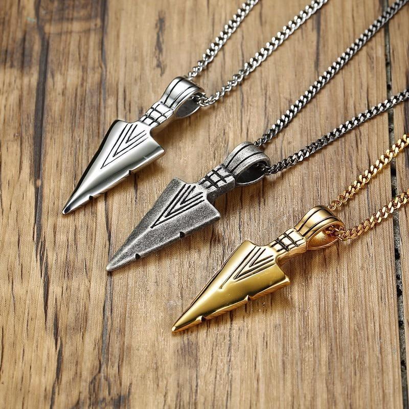 Luxury Arrowhead Primal Stainless Steel Necklace For Men In Tribunal Surf Retro Jewelry Modern Design