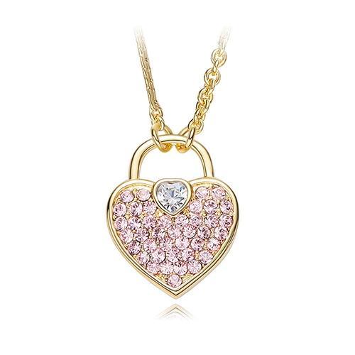 Warme Farben Amazing Crystal From Stevvex Necklace Elegant Women Heart Lock Inlaid Modern Rhinestone Pendant Necklace Fine Jewelry Epic Choker Necklace