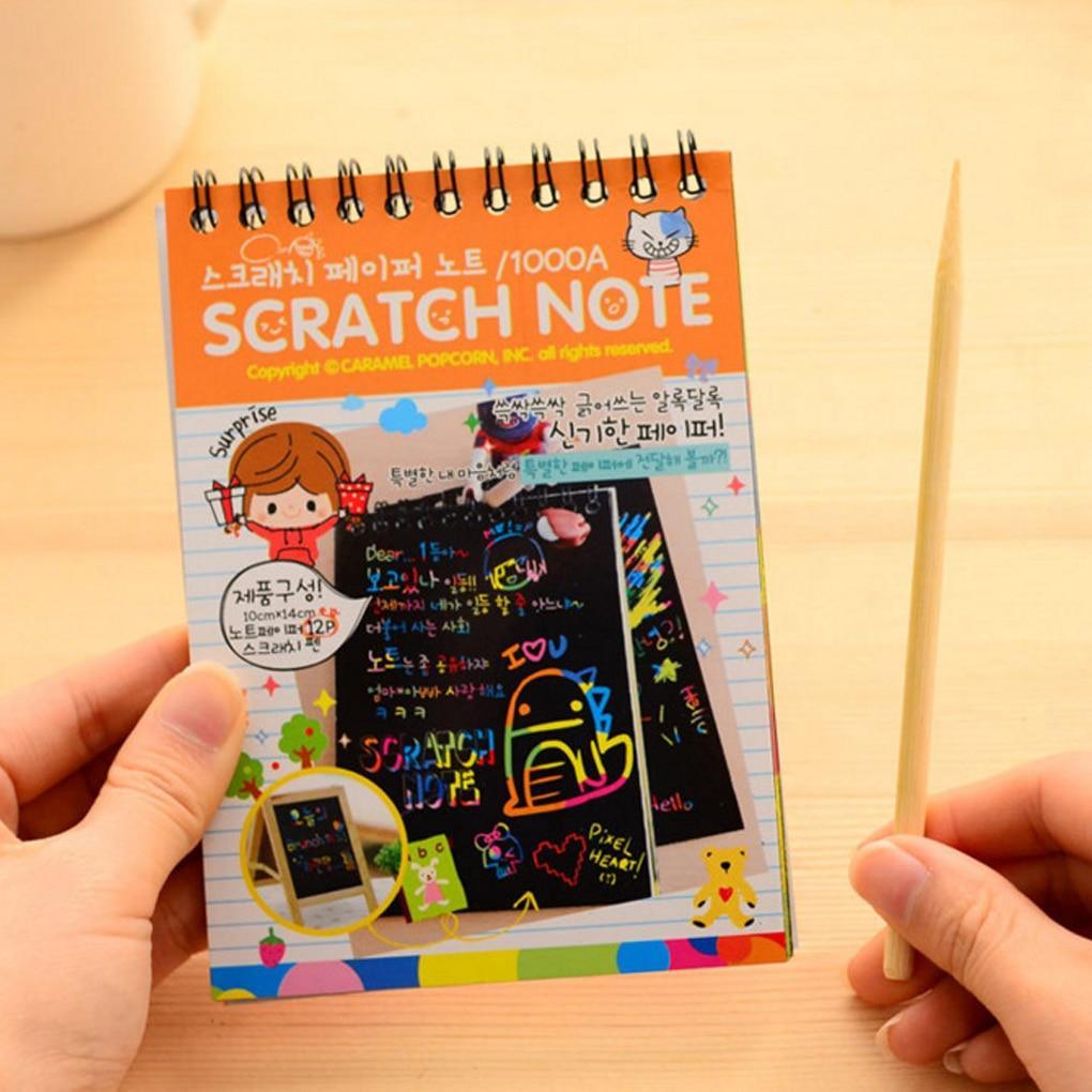 Magic Book Colorful Dazzle Scratch Note Sketchbook Paper Graffiti Coils Drawing Book Children Education Book