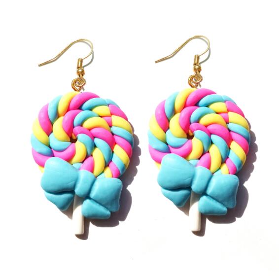 Interesting Modern Luxury Earrings For Women Resin Lollipop Drop Custom Made Handmade Cute Girls Cotton Candy Gift Style For Woman and Girls