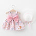 Luxury Modern Elegant Summer Bow Print Dress With Hat 2 piece Baby Clothes Suits Newborn Toddler Dress