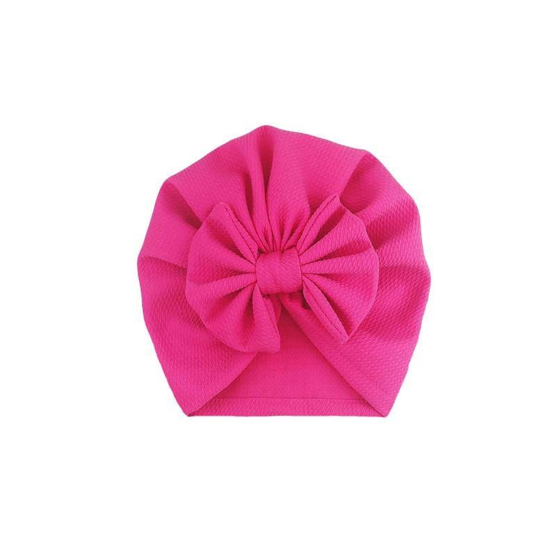 Handamde Elegant Baby Hats for Girls Big Bow Turban Hat Newborn  Baby Beanie Cap Solid Color Style