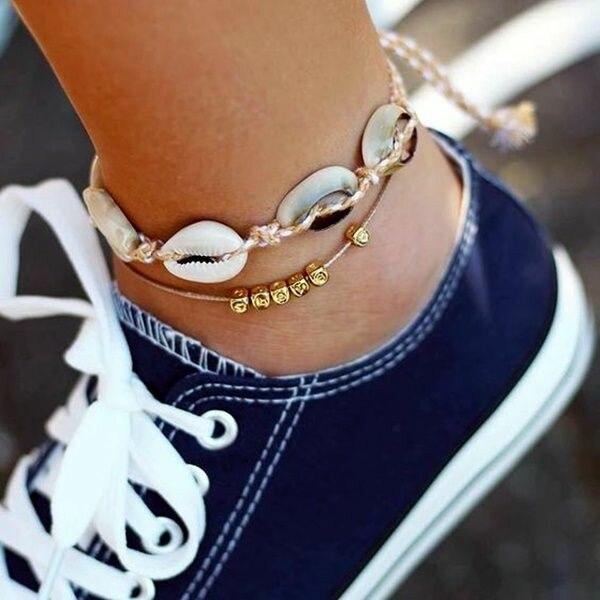 Luxury Bohemian Star Shell Ankle Bracelet Foot Jewelry Brecelet Simple Shell Anklets for Women Summer Style