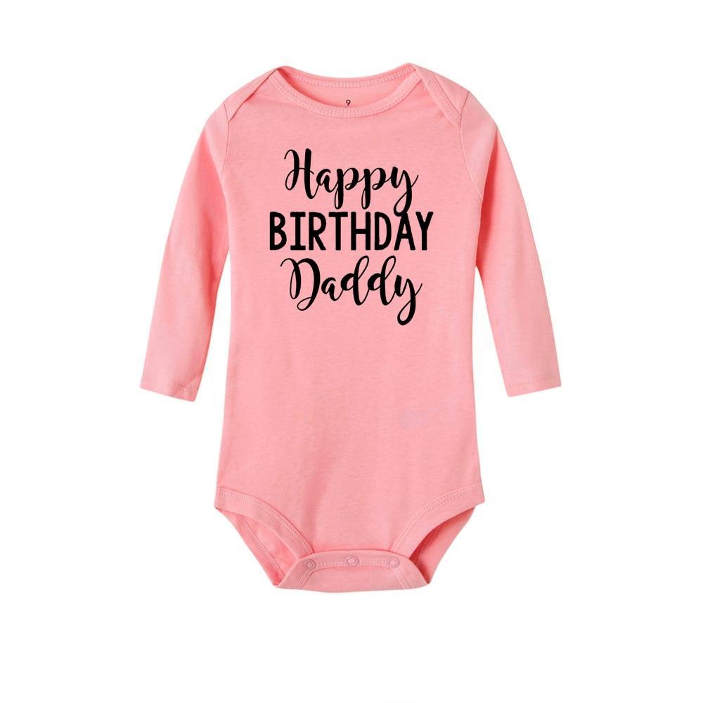 Happy Birthday Daddy Newborn Kids Baby Boys Girls Infant Long Sleeve Jumpsuit ROmper In Modern Designs With Party  Print