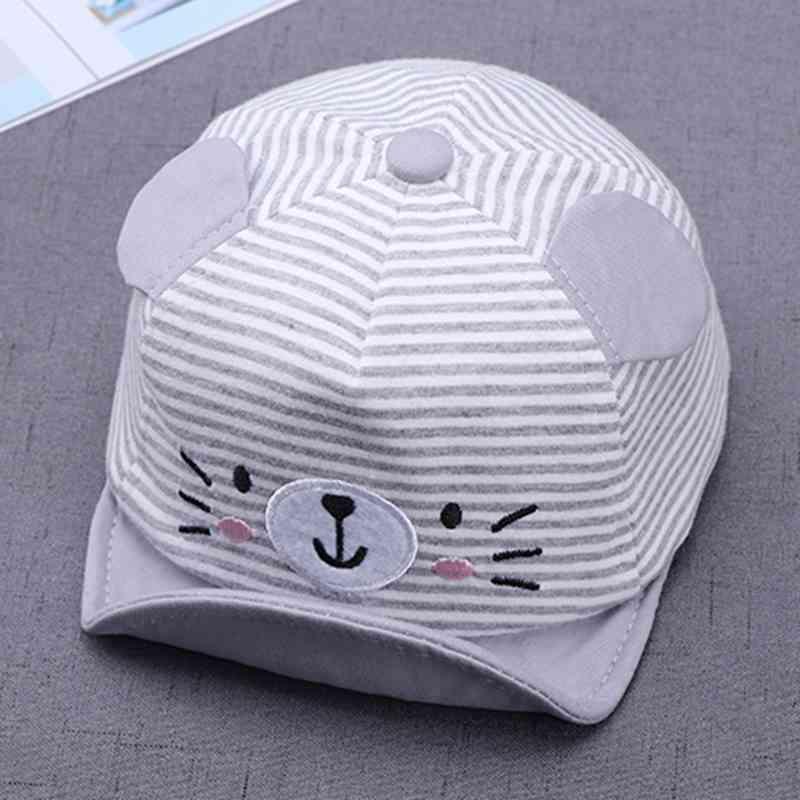 Cartoon Bear Baby Hat Cap Adjustable Baseball Cap Cute Striped Cotton Kids Sun Hat for Baby Boys