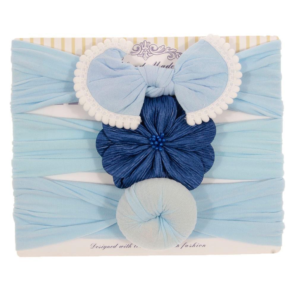 Fashion Baby Nylon Bow Headband Newborn Bowknot Round Ball Head wrap Flower Turban Girls Hair Bands Bow For Kids