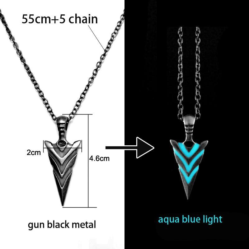 Epic Luminous Glowing Arrow Pendant Necklace Elegant Knight Spear Necklace Amazing Glow In The Dark Pike Necklace Luxury For Women Men Halloween Gift