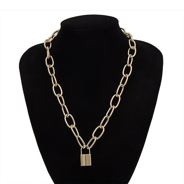 Multi Layer Lover Lock Pendant Choker Chain  Necklace For Women Luxury Jewelry Cool Style