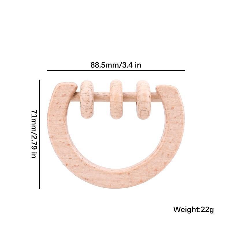 Modern Wooden Rattle Beech Bear Hand Teething Wooden Ring Baby Rattles Play Educational Toys For Kids