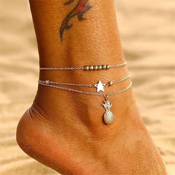 Crystal Luxury Anklets For Women Gold Silver Color Bohemian Brecelet Anklet For Leg  Strap Jewelry