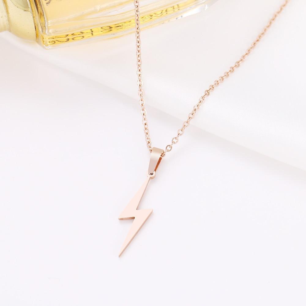 New Elegant Stainless Steel Necklace Luxury Hot Lightning Necklaces Amazing For Women Protection Pendants Cool For Girlfriend Gifts Rose Gold Jewelry