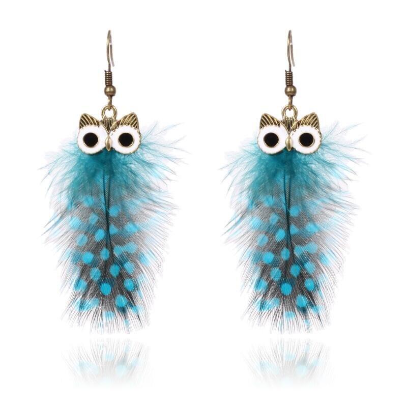 Handmade Modern Elegant Golden Silver Color Ethnic Acrylic Luxury Rainbow Beads Feather Drop Earrings for Women Boho Jewlery