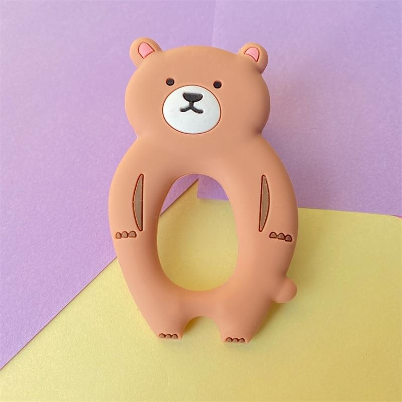 4pcs  Bear Silicone  Teether Baby Teething Toys Chewable  Cartoon Animal Shape Baby Products Nursing Gift