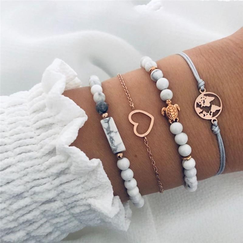 Modern Fashion New Luxury Different Style Elegant Elephant Tree Of Life Tassel Chain Bracelet Sets For Women Jewelry Trend Sets For Her