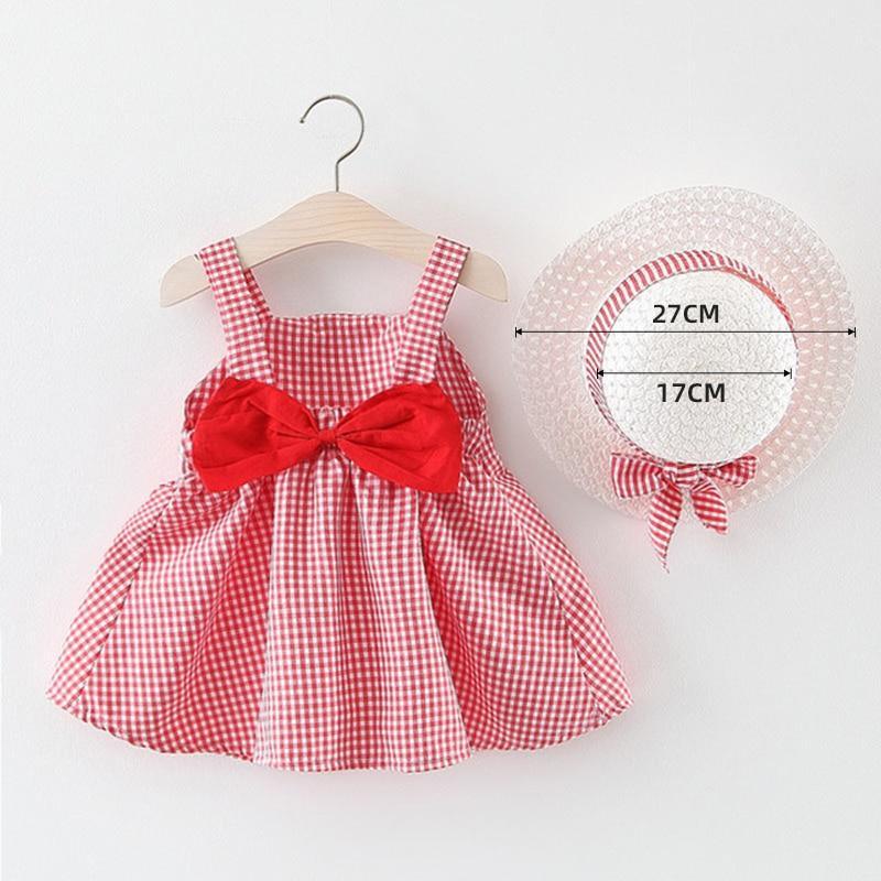 Luxury Modern Baby Girls Dresses With Hat 2pcs Clothes Sets Kids Clothes Baby Sleeveless Dress Print Floral Fruit Design Style