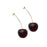 Unique Fashion Red Cherry Gold Drop Earring and Sweet Fruit Long Crystal Earrings for Women and Girls In Modern Jewelry Style