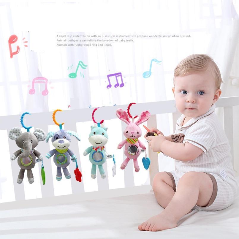 Modern Baby Rattles Stroller Hanging Soft Toy Mobile Cute Animal Doll Elephant Rabbit Dog Baby Crib Hanging Bell Toys For Kids and Baby