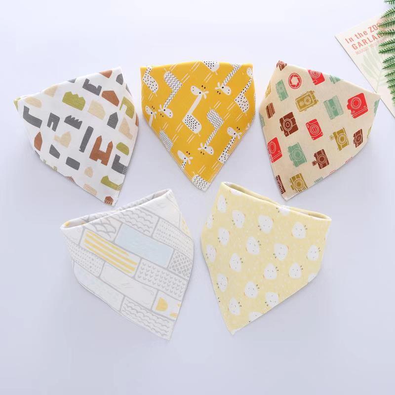 Fashion Modern 5PCS/SET Baby Triangle Double Cotton Bandana Feeding Bibs For Baby Boys/ Girls Baby Kids