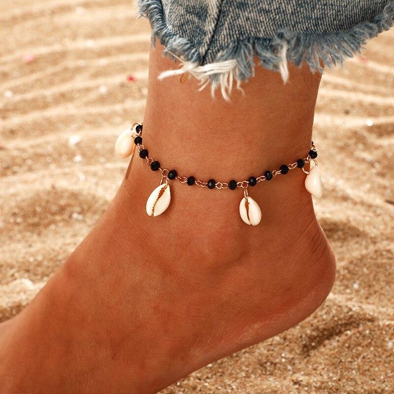 Luxury Leg Brecelet Gold Color Tassel Beads Anklet Bracelet for Leg for Women Set