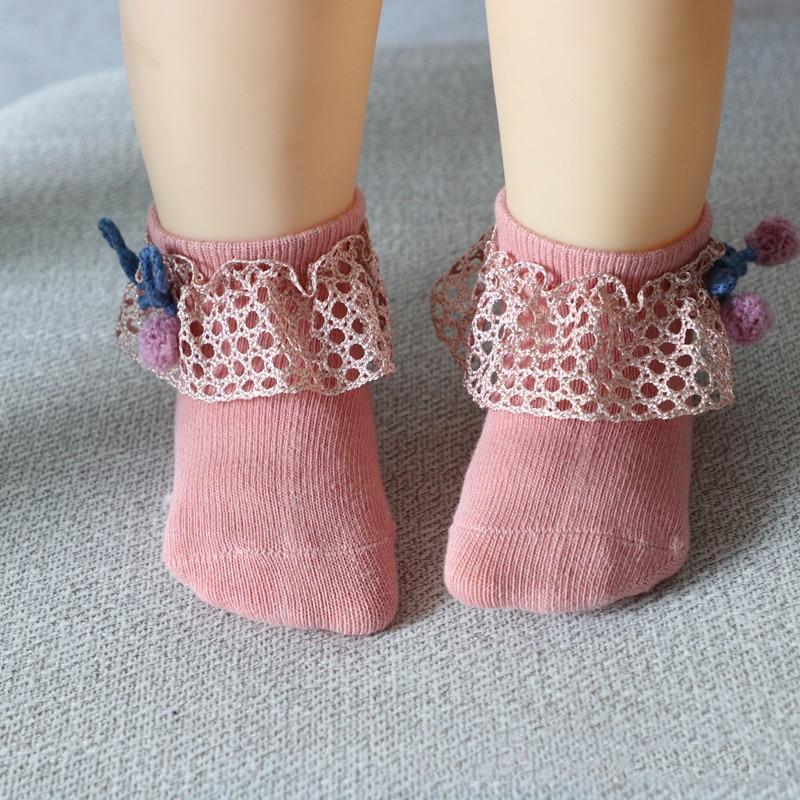 New Baby Socks Cute Lace Flower Bows Newborn Baby Girl Socks Cotton Princess Girls Socks