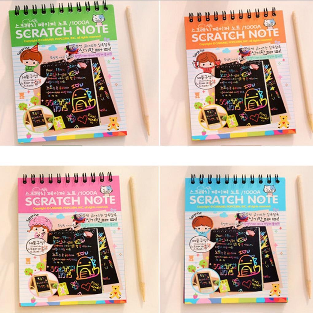 Magic Book Colorful Dazzle Scratch Note Sketchbook Paper Graffiti Coils Drawing Book Children Education Book