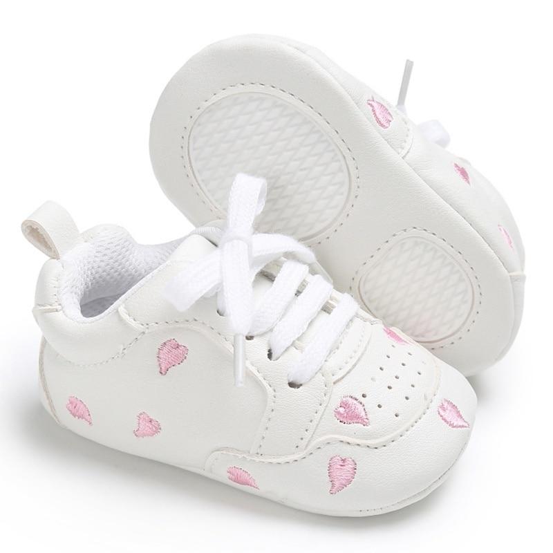 Newborn Shoes Star First Walkers Kids Toddlers Lace Up PU Leather Soft Soles Sneakers 0-18 Months