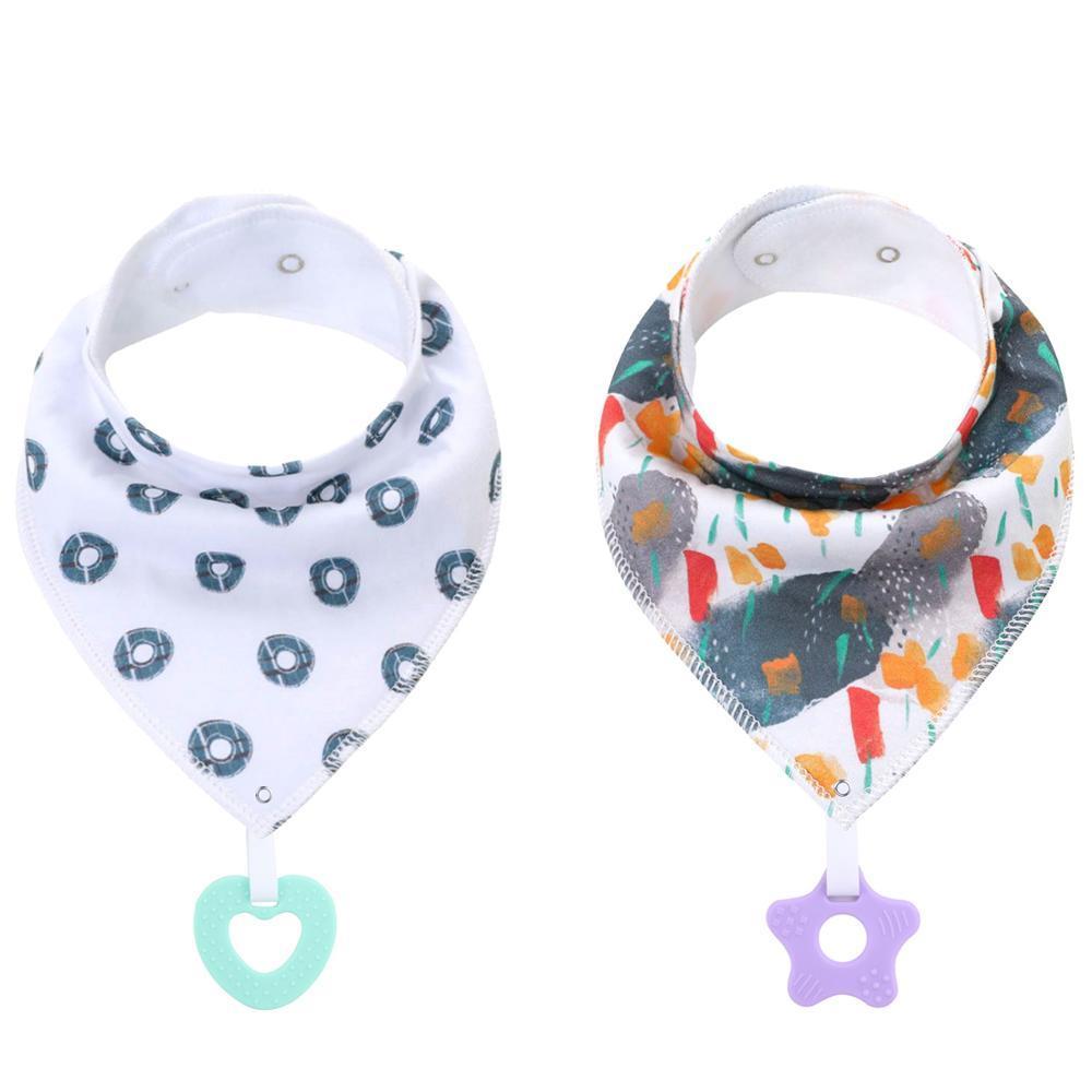 100% Organic Cotton Super Absorbent And Soft Unisex Baby Bandana Drool Bibs And Teething Toys For Newborn