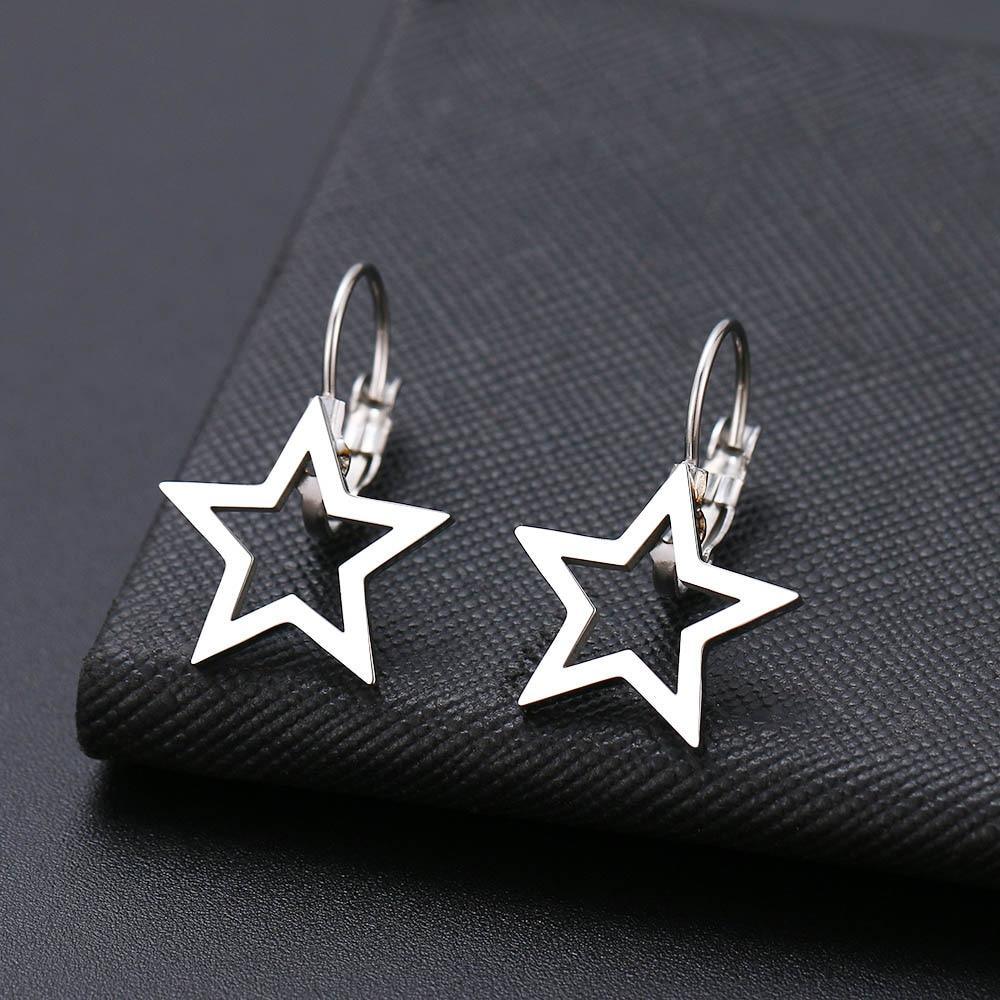 New Fashion Earring World Map/Pineapple/Love Heart/Star Small Elegant Geometric Gift For Women Of Stainless Steel