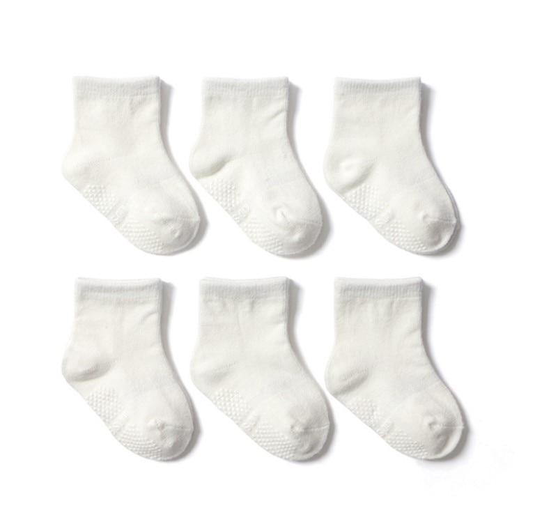 6 Pairs Cotton Baby 's Non-slip Boat Low Cut Floor Socks With Rubber Grips For Boys & Girls Sock