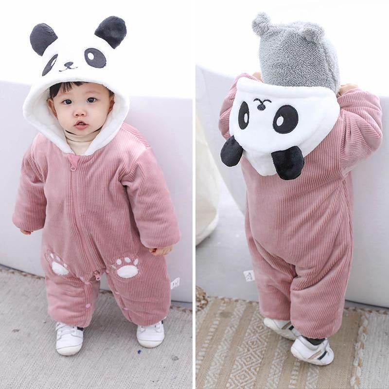 Elegant Baby Clothes Rompers Jumpsuits Newborn Cartoon Little Bee Rabbit Ears Zipper Clothes Cotton Jackets For Kids