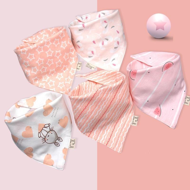 Fashion Modern 5PCS/SET Baby Triangle Double Cotton Bandana Feeding Bibs For Baby Boys/ Girls Baby Kids