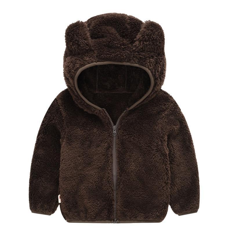 Modern Winter Fleece Children's Sweater Boys and Girls Hoodie Jacket Warm Baby Coat  With Bear Ears