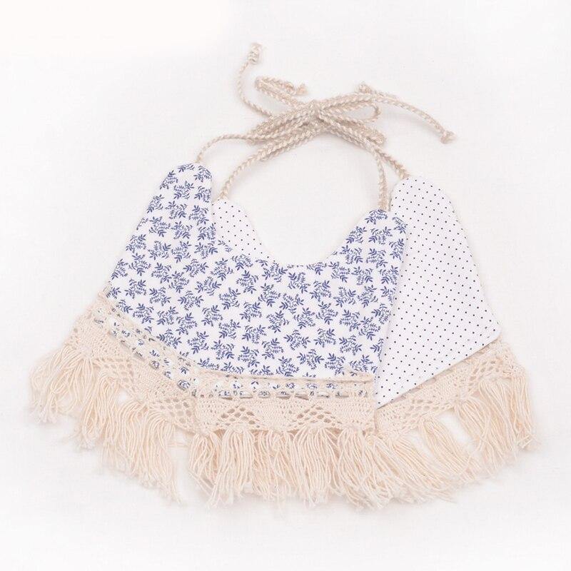 Double-deck Infant Baby Girl Boy Bib Kid Toddler Dinner Feeding Tassel Cotton Linen Burp Cloths