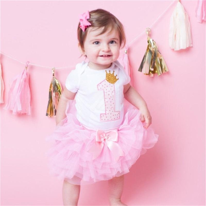 New 1st Birthday Tutu Baby Infant Christening Cake Dresses for Party Kids 1 Year Baby Girl For  Birthday Party