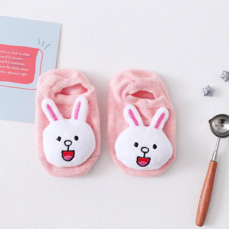 1 Pair Cartoon Cotton Baby Rubber Sole Anti Slip Floor Socks For Newborn Girls And Boys Kids