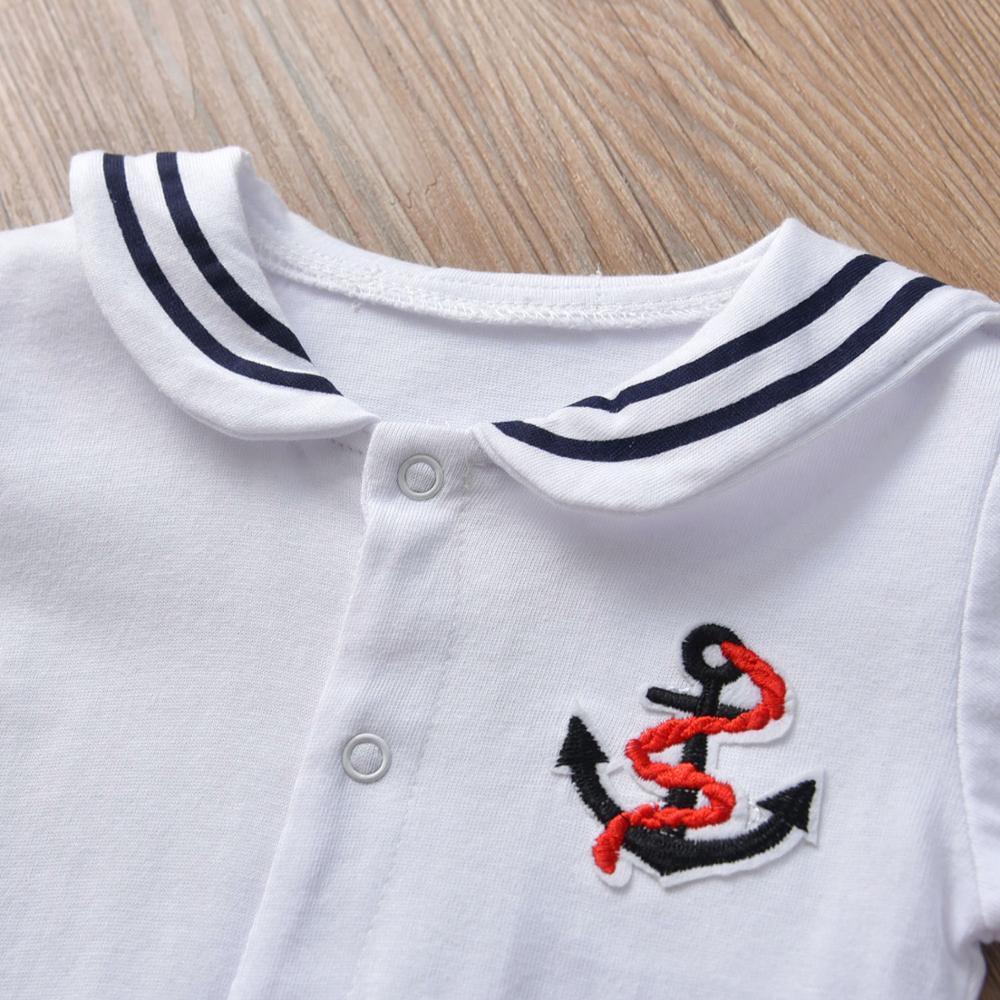 Newborn Baby Boy/Girl  White Navy Sailor Uniforms Long Sleeve Jumpsuit Romper For Baby Kids