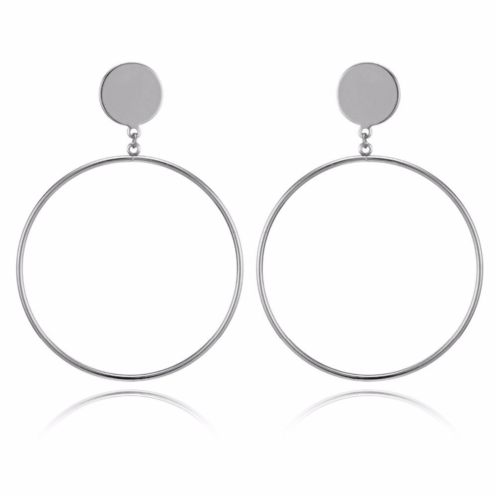 New Big Circle Round Hoop Earrings for Women's Fashion Statement Golden Punk Charm Earrings Party Jewelry