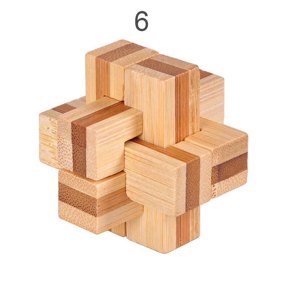 12 Style Brain Teaser 3D Wooden Interlocking Puzzles Game Toy Bamboo Small Size For Adults Kids