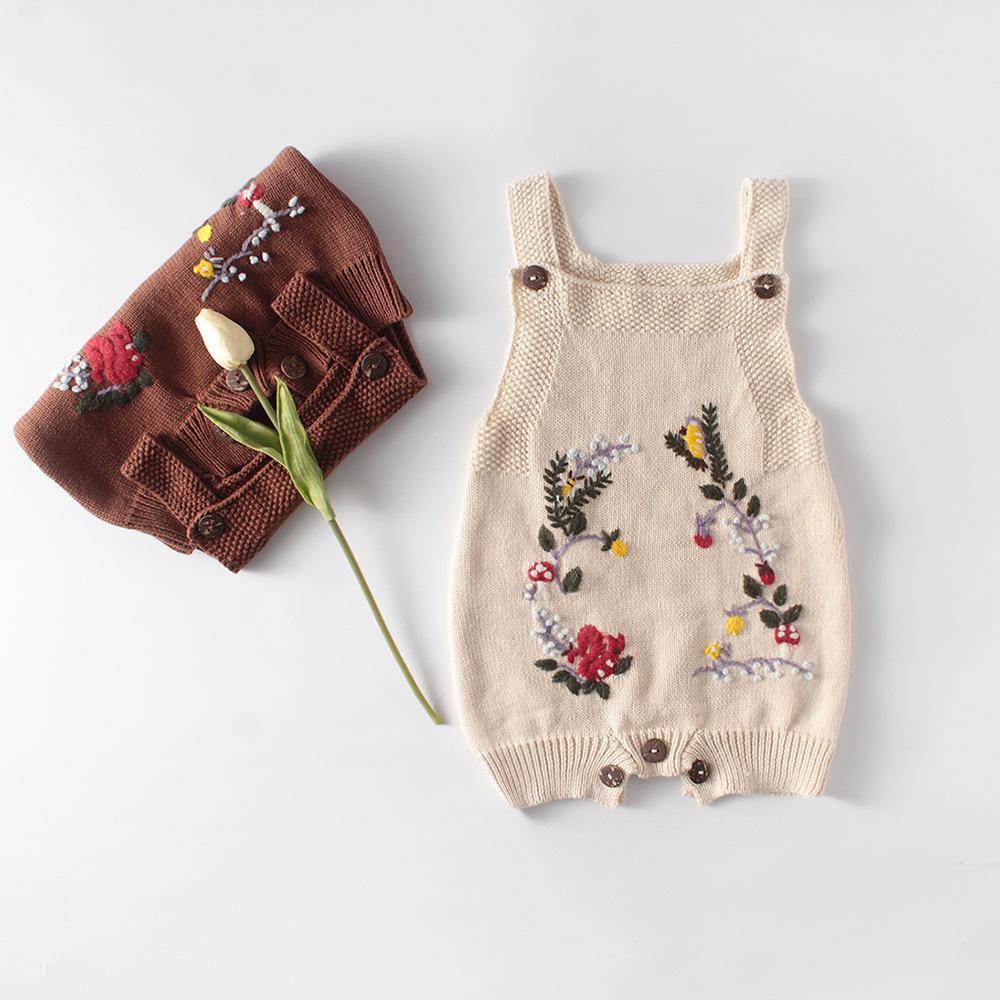 Newborn Baby Girl's Knit Rompers Cotton Floral Play suit Baby Jumpsuit For Girls And Boys