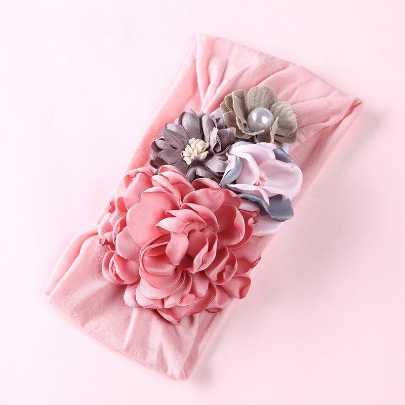 Handmade Flower Baby Headbands For Newborn Girls Nylon Elastic Hair Bands Headwear For Baby Girls