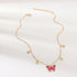 Luxury European Women Butterfly Pendant Necklaces Colorful Rhinestone Gold Chain Simple Choker Necklace