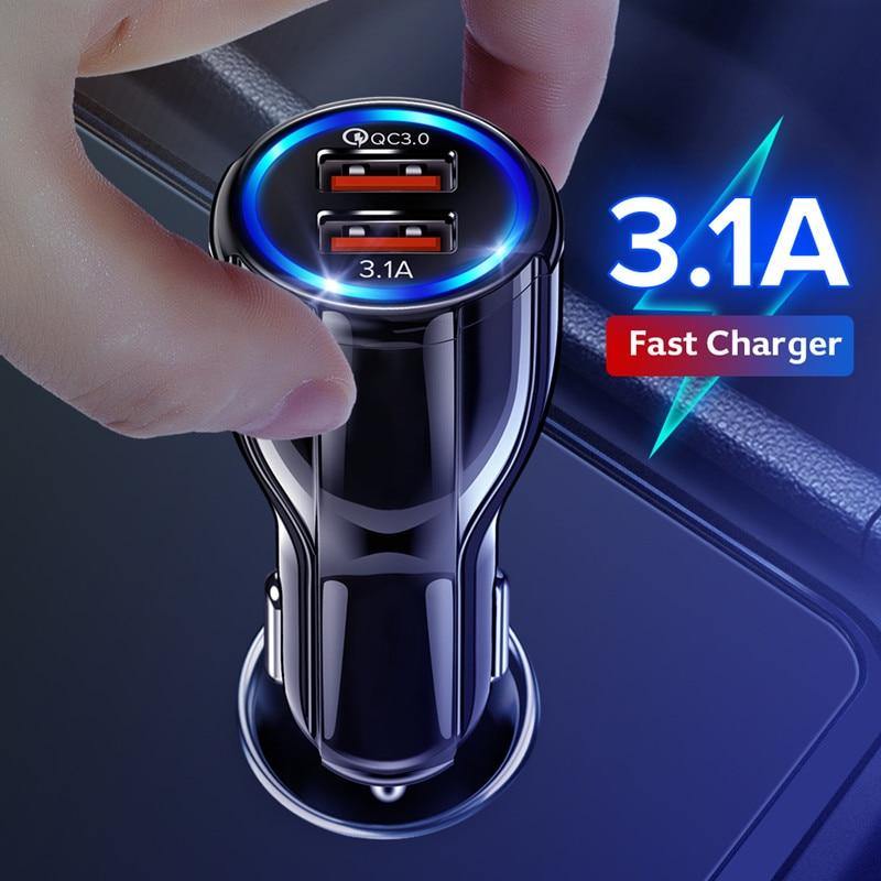 Car LED 18W 3.1A Charger Dual USB Fast Charging QC Phone Charger Adapter Cars Gadgets