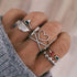 Boho Women Rings Set Compass Arrow Starfish Wave Moon Eyes Gem Gold Silver Color Opening Midi Ring Charm Lady Jewelry