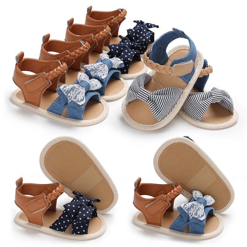 Baby Summer Newborn 0-18M Infant Baby Girls Boys Shoes Solid Non-slip Party Bow PU Leather Breathable Toddler Shoes